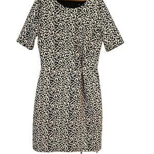 H&M Black and Cream Sheath Mini Dress with Crew Neck